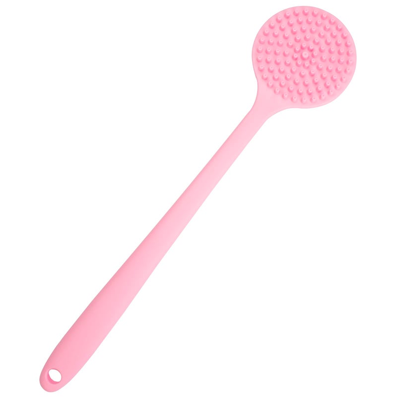 DNC Silicone Back Scrubber for Shower, Soft Bath Body Brush with Long Handle (Pink) - Image 5
